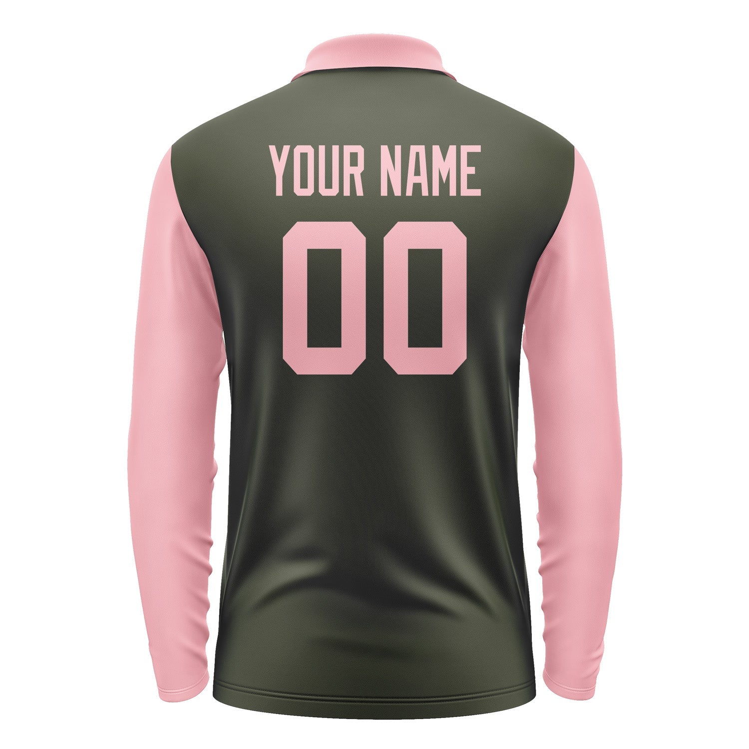 Custom Olive Light Pink Long Sleeve Polo Shirt Pl022121B121