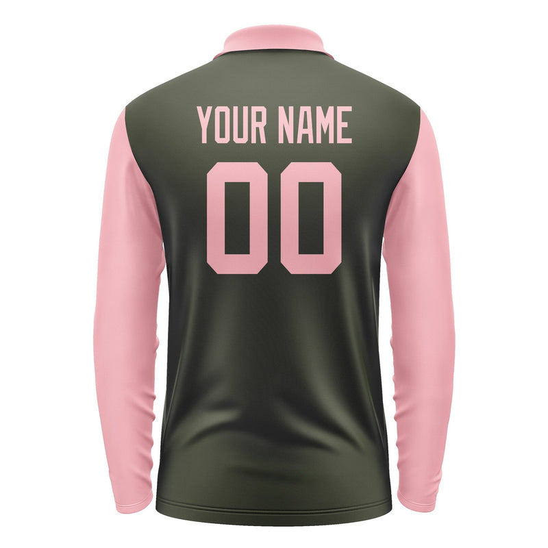 Custom Olive Light Pink Long Sleeve Polo Shirt Pl022121B121