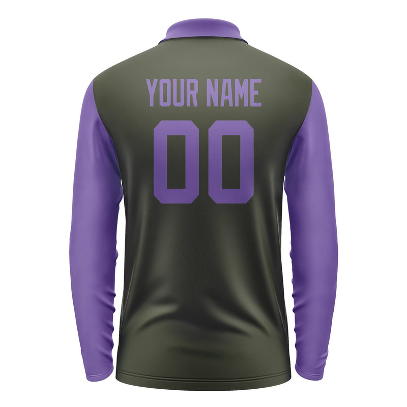 Custom Olive Light Purple Long Sleeve Polo Shirt Pl022323B123