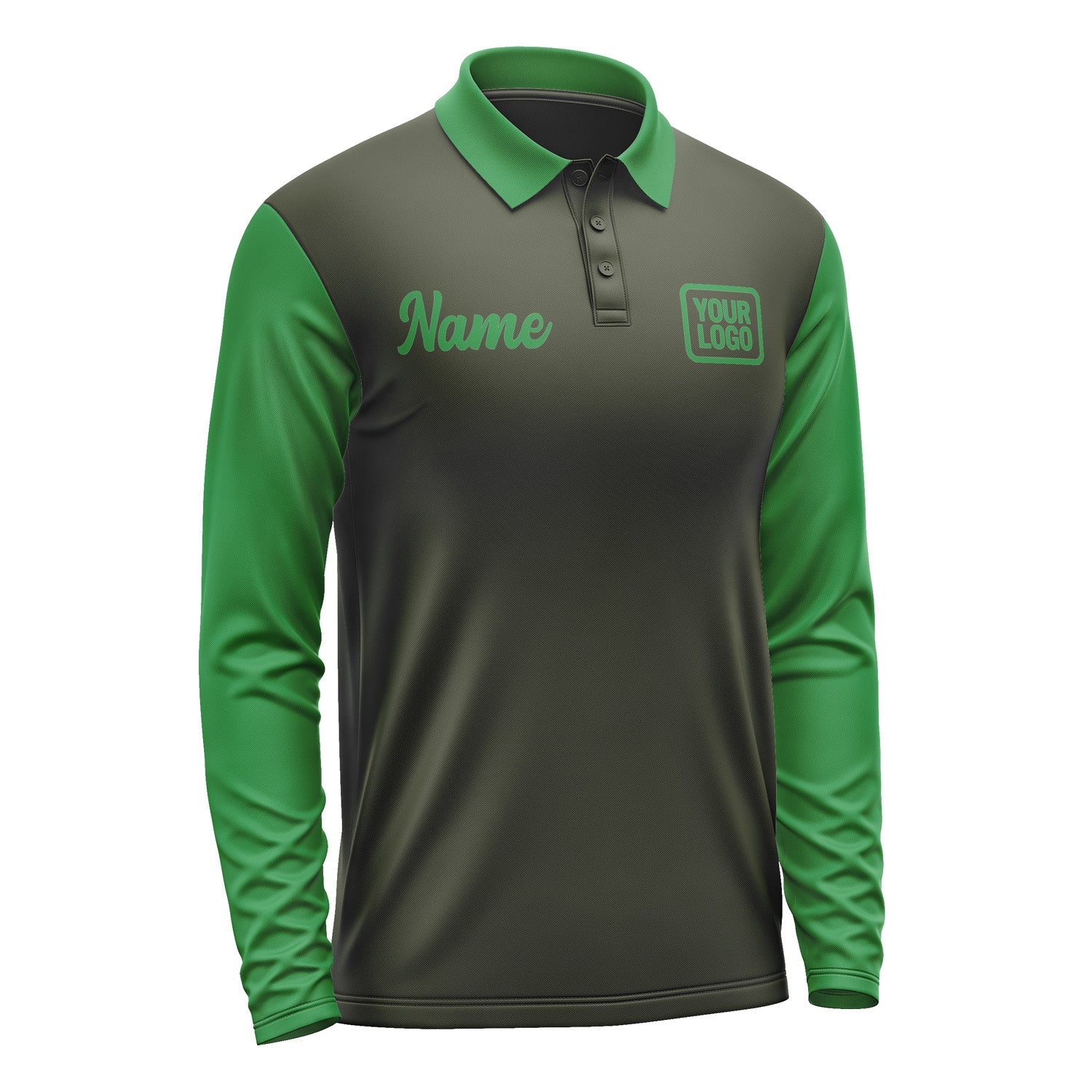 Custom Olive Emerald Green Long Sleeve Polo Shirt Pl022424B124