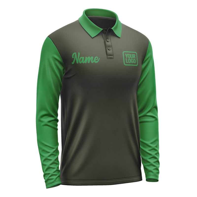 Custom Olive Emerald Green Long Sleeve Polo Shirt Pl022424B124