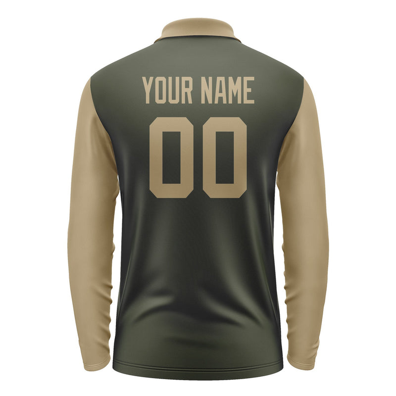 Custom Olive Light Khaki Long Sleeve Polo Shirt Pl022525B125