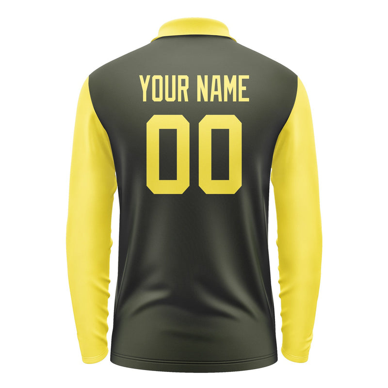 Custom Olive Light Yellow Long Sleeve Polo Shirt Pl022626B126