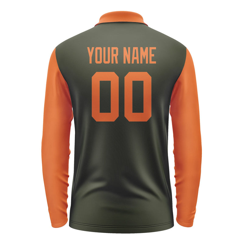 Custom Olive Orange Long Sleeve Polo Shirt Pl022828B128