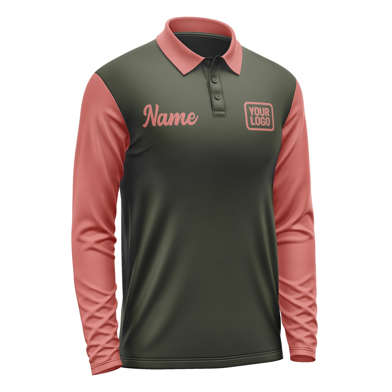 Custom Olive Copper Rose Long Sleeve Polo Shirt Pl022929B129