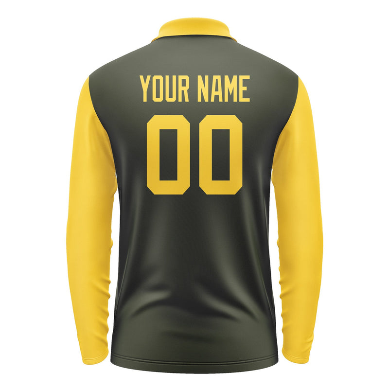 Custom Olive Gold Long Sleeve Polo Shirt Pl023030B130