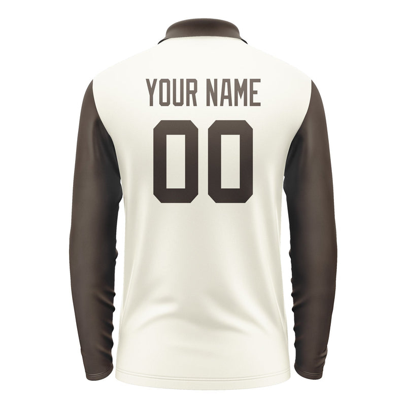 Custom Cream Brown Long Sleeve Polo Shirt Pl030101B101