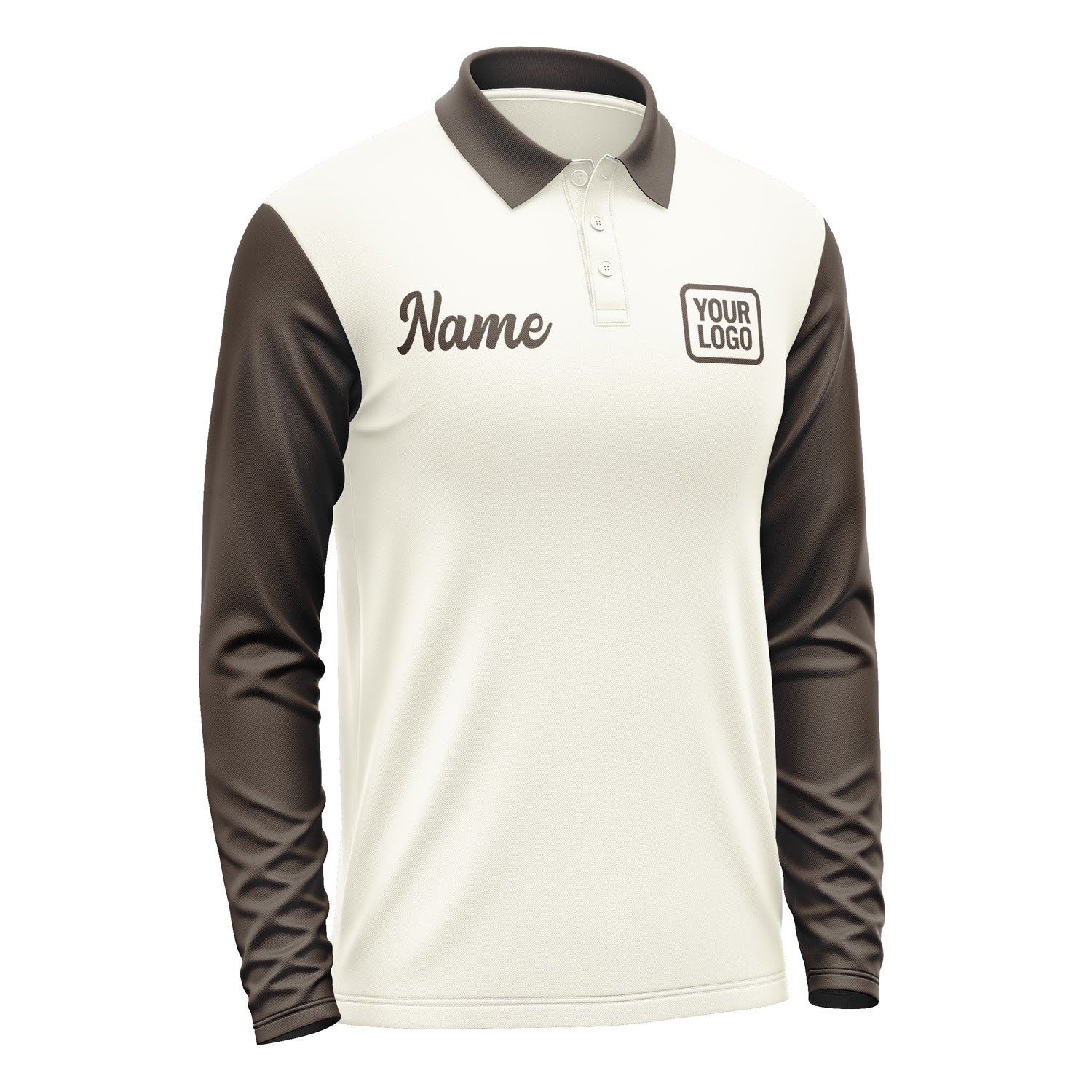 Custom Cream Brown Long Sleeve Polo Shirt Pl030101B101