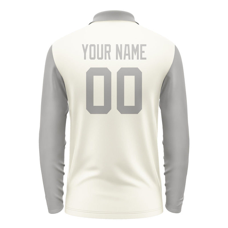 Custom Cream Gray Long Sleeve Polo Shirt Pl030404B104