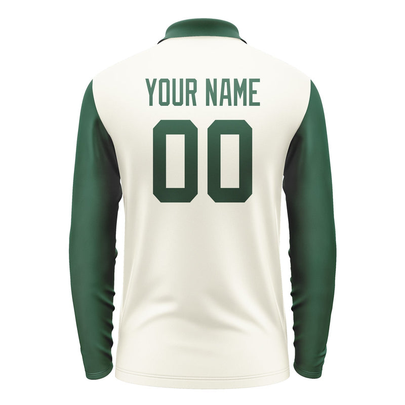 Custom Cream Green Long Sleeve Polo Shirt Pl030505B105