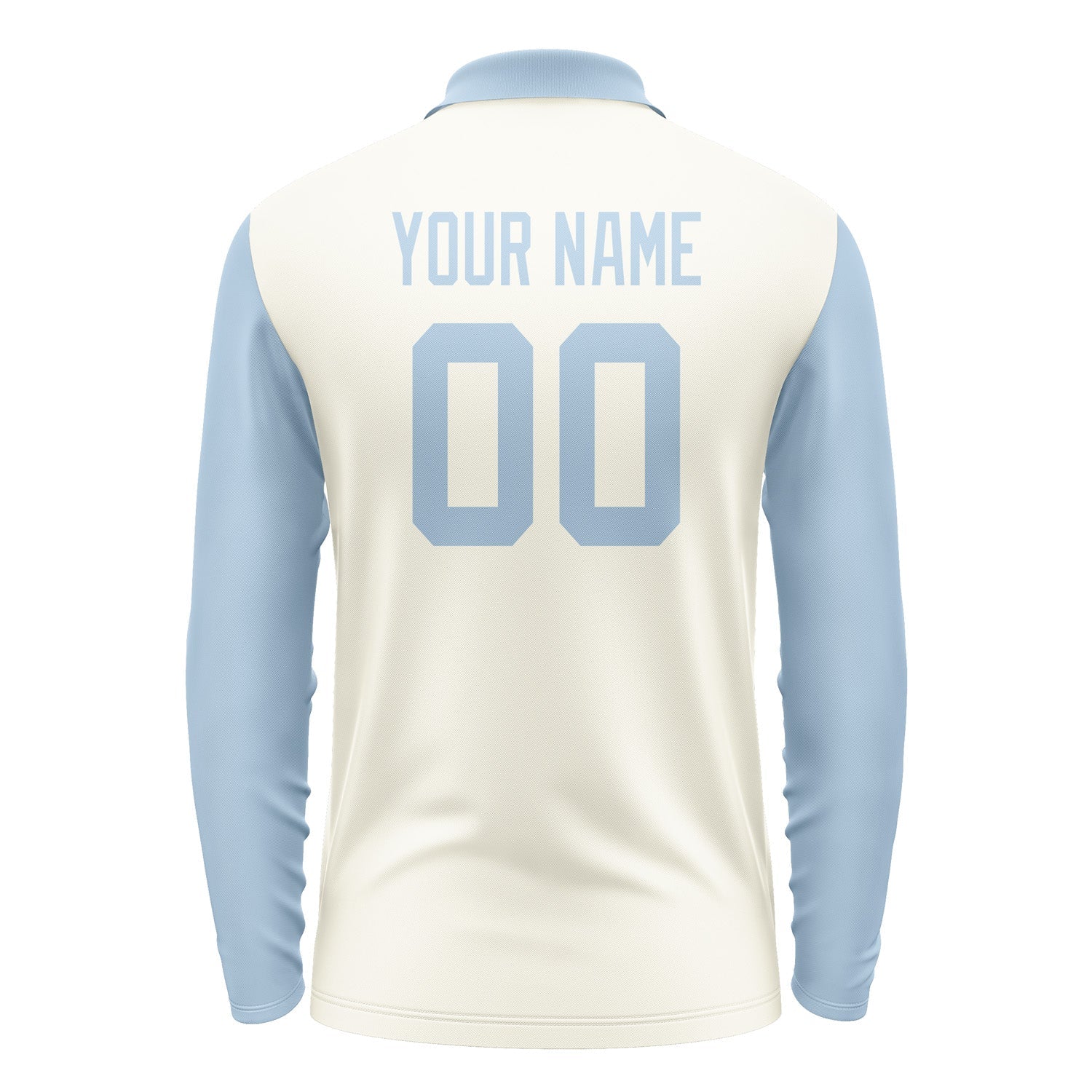 Custom Cream Light Blue Long Sleeve Polo Shirt Pl030808B108