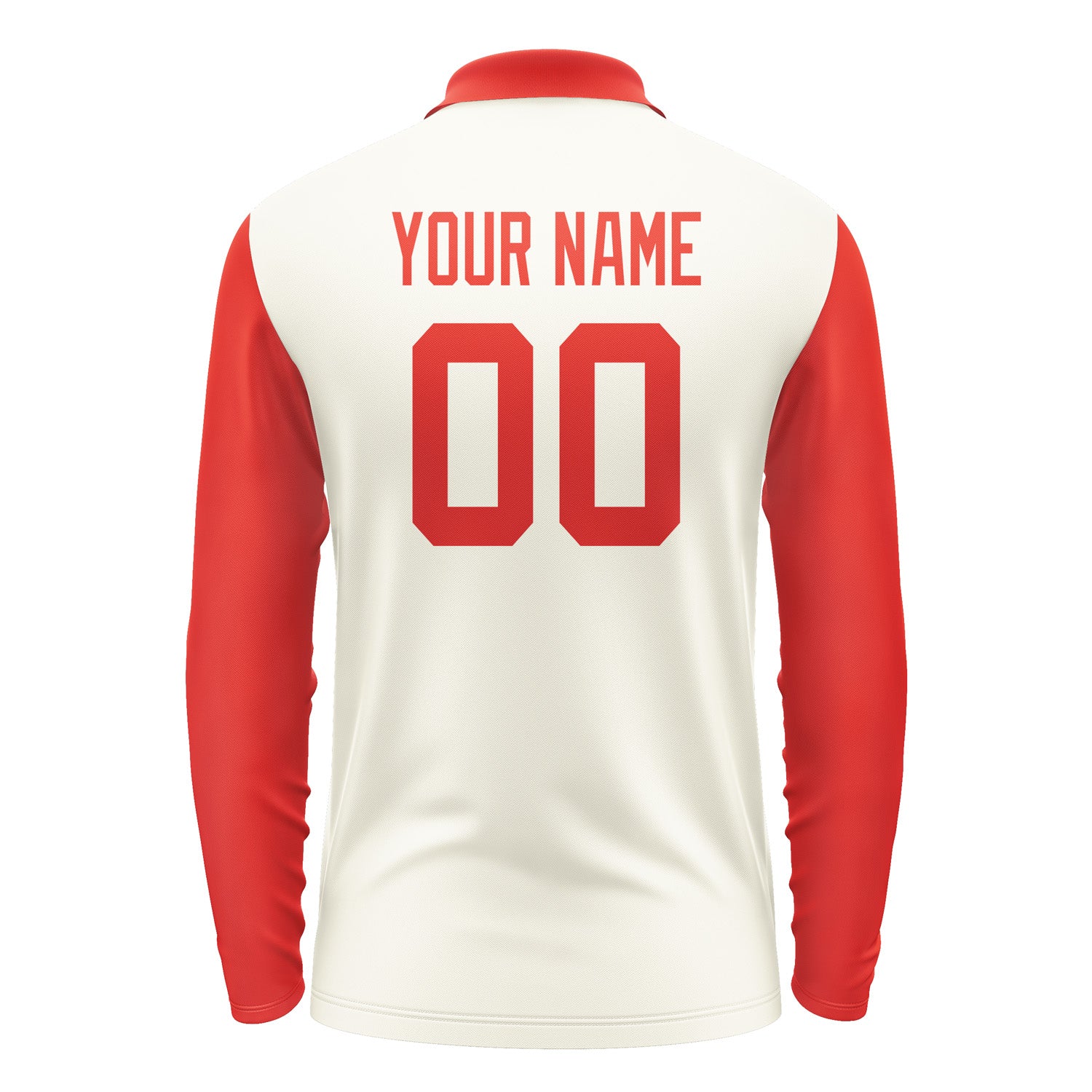 Custom Cream Orange Red Long Sleeve Polo Shirt Pl031212B112