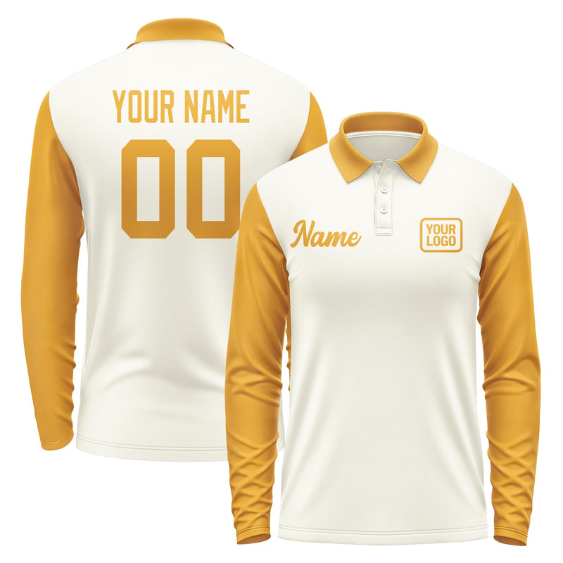 Custom Cream Yellow Long Sleeve Polo Shirt Pl031919B119