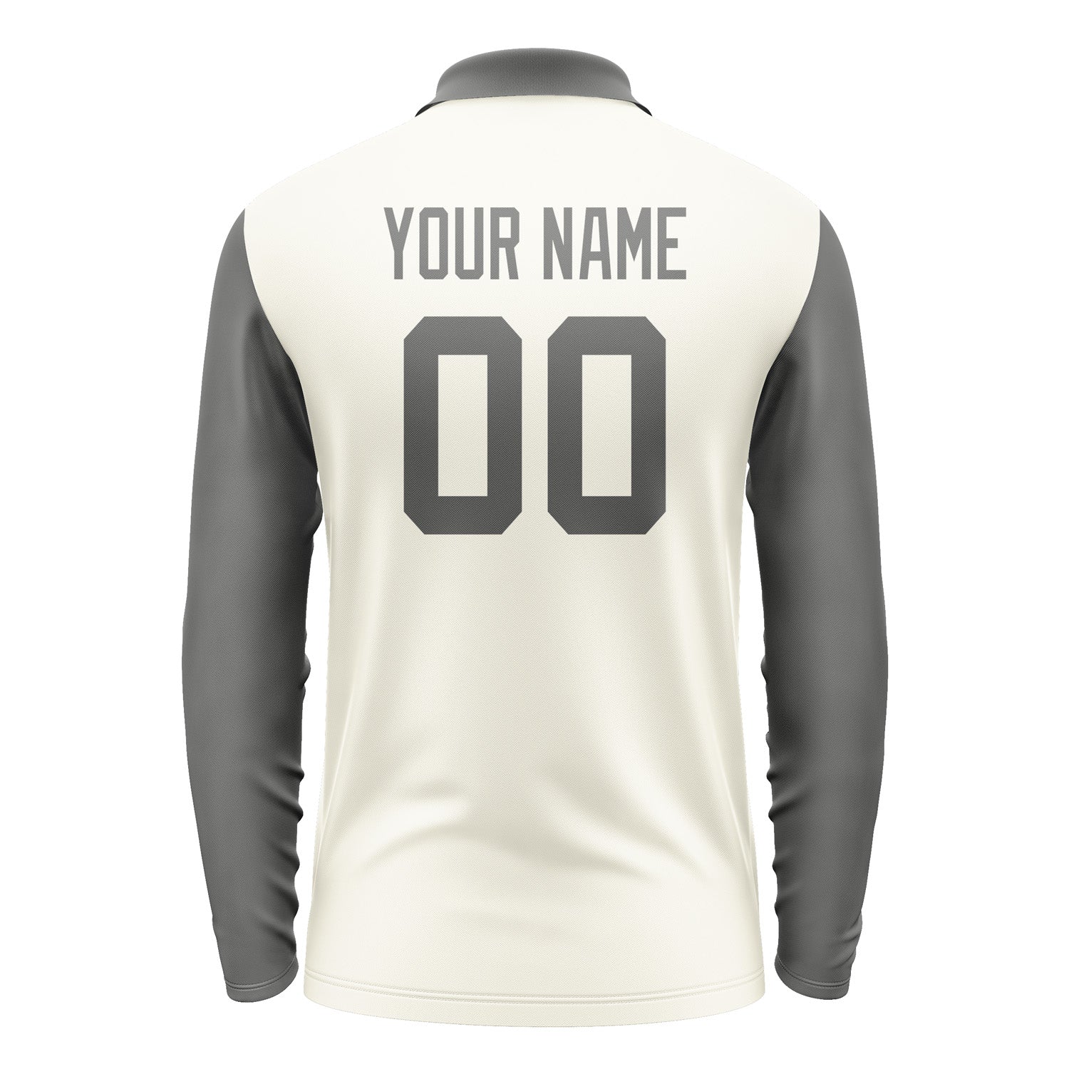 Custom Cream Dark Grey Long Sleeve Polo Shirt Pl032020B120