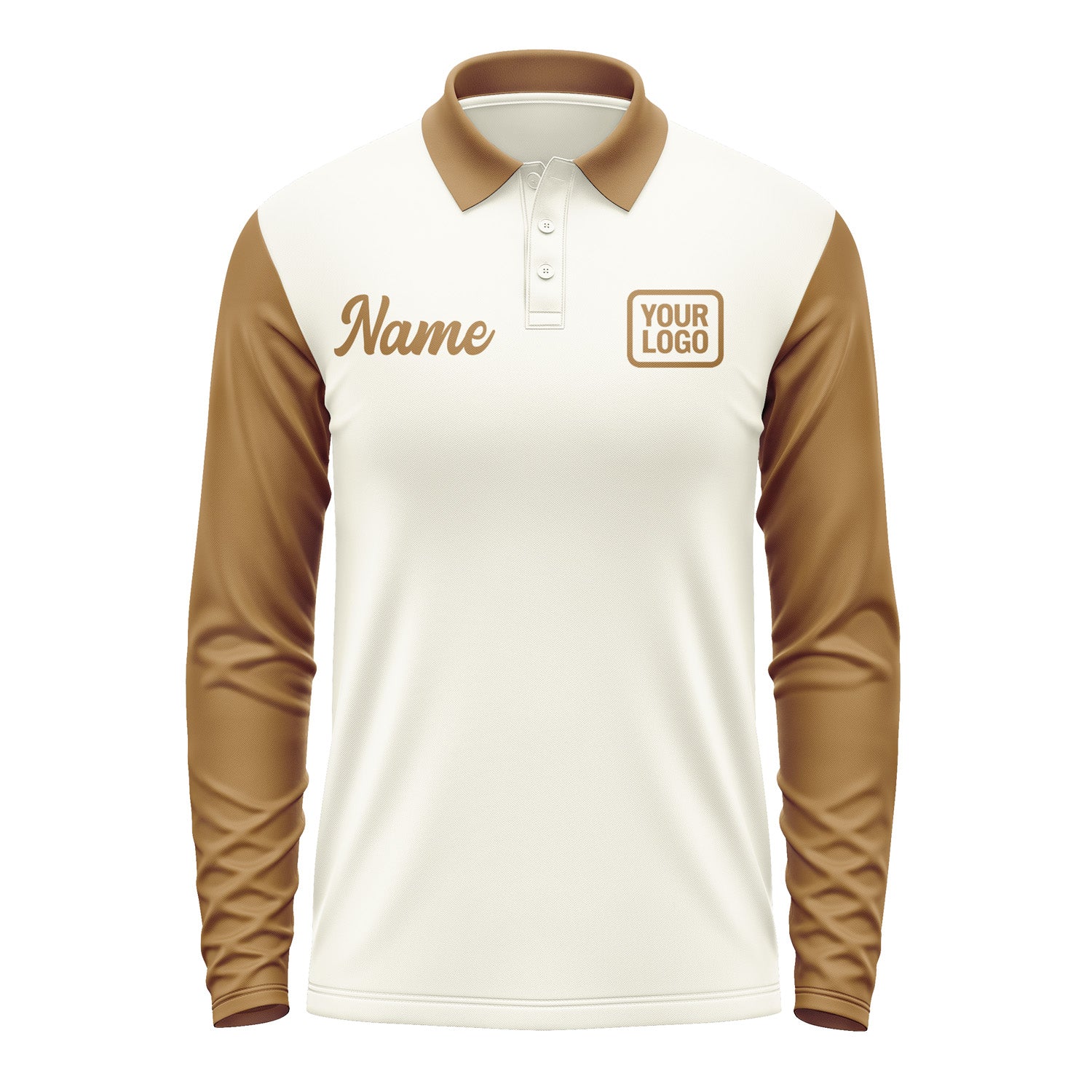 Custom Cream Khaki Long Sleeve Polo Shirt Pl032222B122