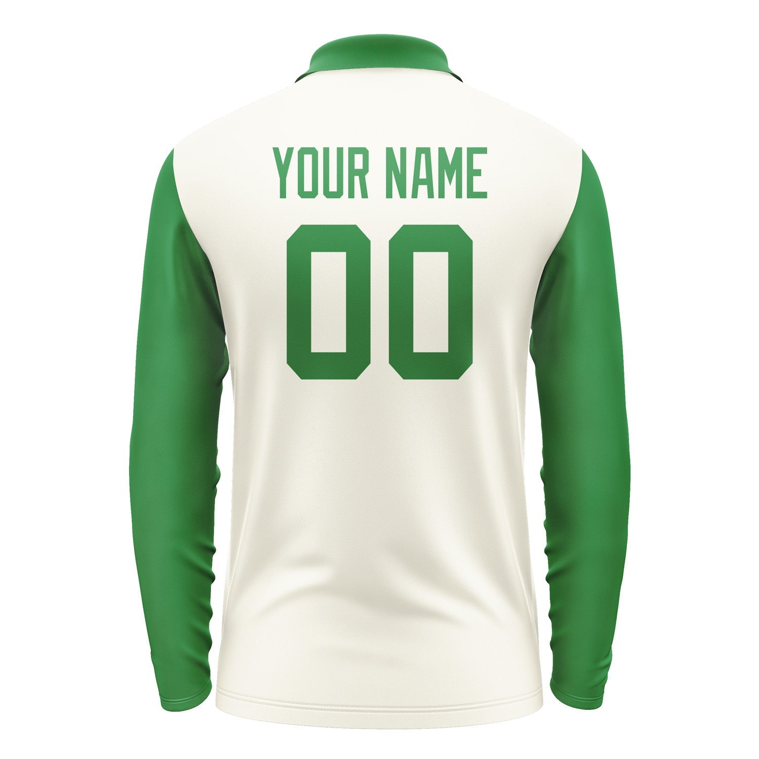 Custom Cream Emerald Green Long Sleeve Polo Shirt Pl032424B124