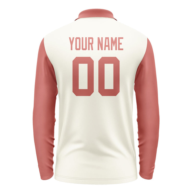 Custom Cream Copper Rose Long Sleeve Polo Shirt Pl032929B129