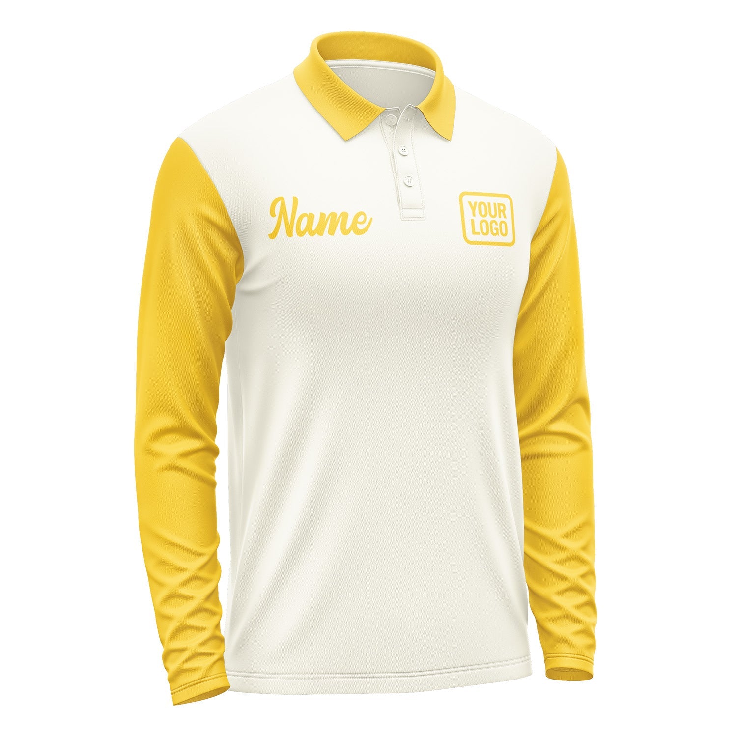 Custom Cream Gold Long Sleeve Polo Shirt Pl033030B130