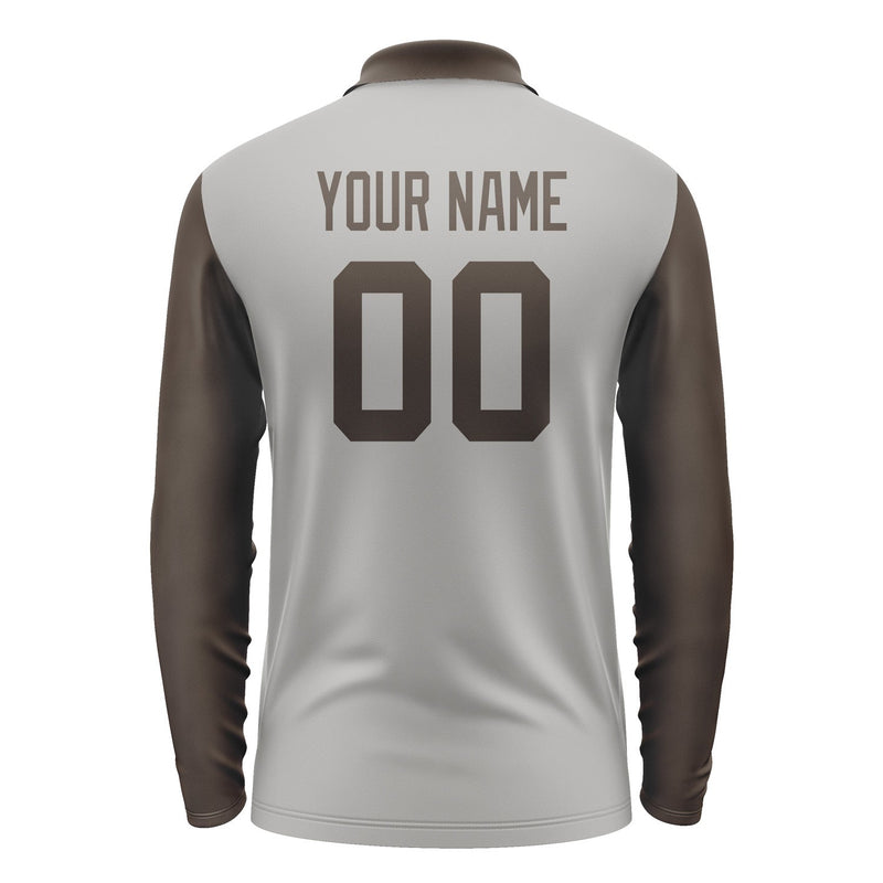 Custom Gray Brown Long Sleeve Polo Shirt Pl040101B101