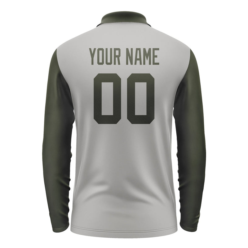Custom Gray Olive Long Sleeve Polo Shirt Pl040202B102