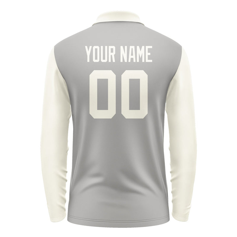 Custom Gray Cream Long Sleeve Polo Shirt Pl040303B103