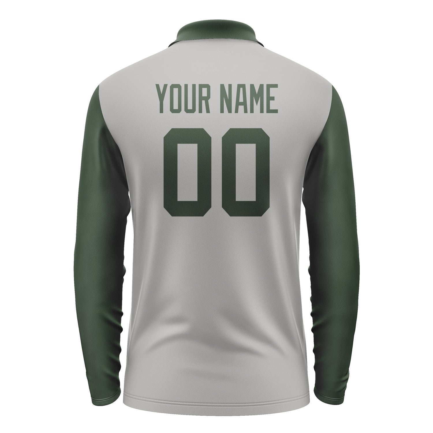 Custom Gray Dark Green Long Sleeve Polo Shirt Pl040606B106