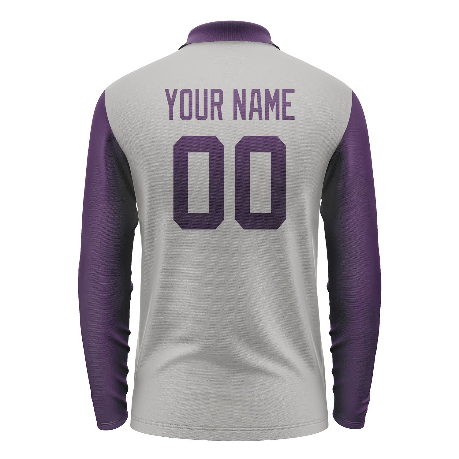 Custom Gray Purple Long Sleeve Polo Shirt Pl040707B107