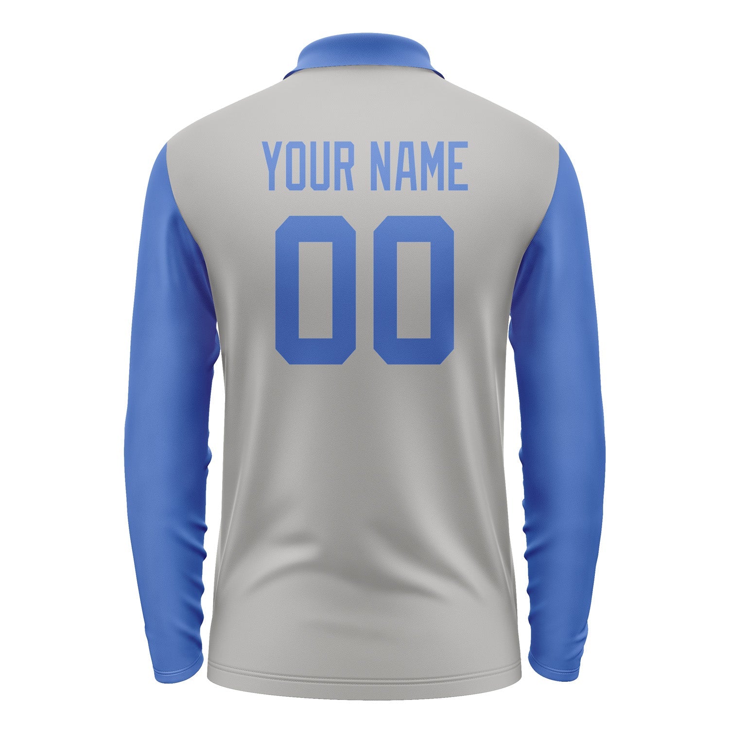 Custom Gray Sky Blue Long Sleeve Polo Shirt Pl040909B109