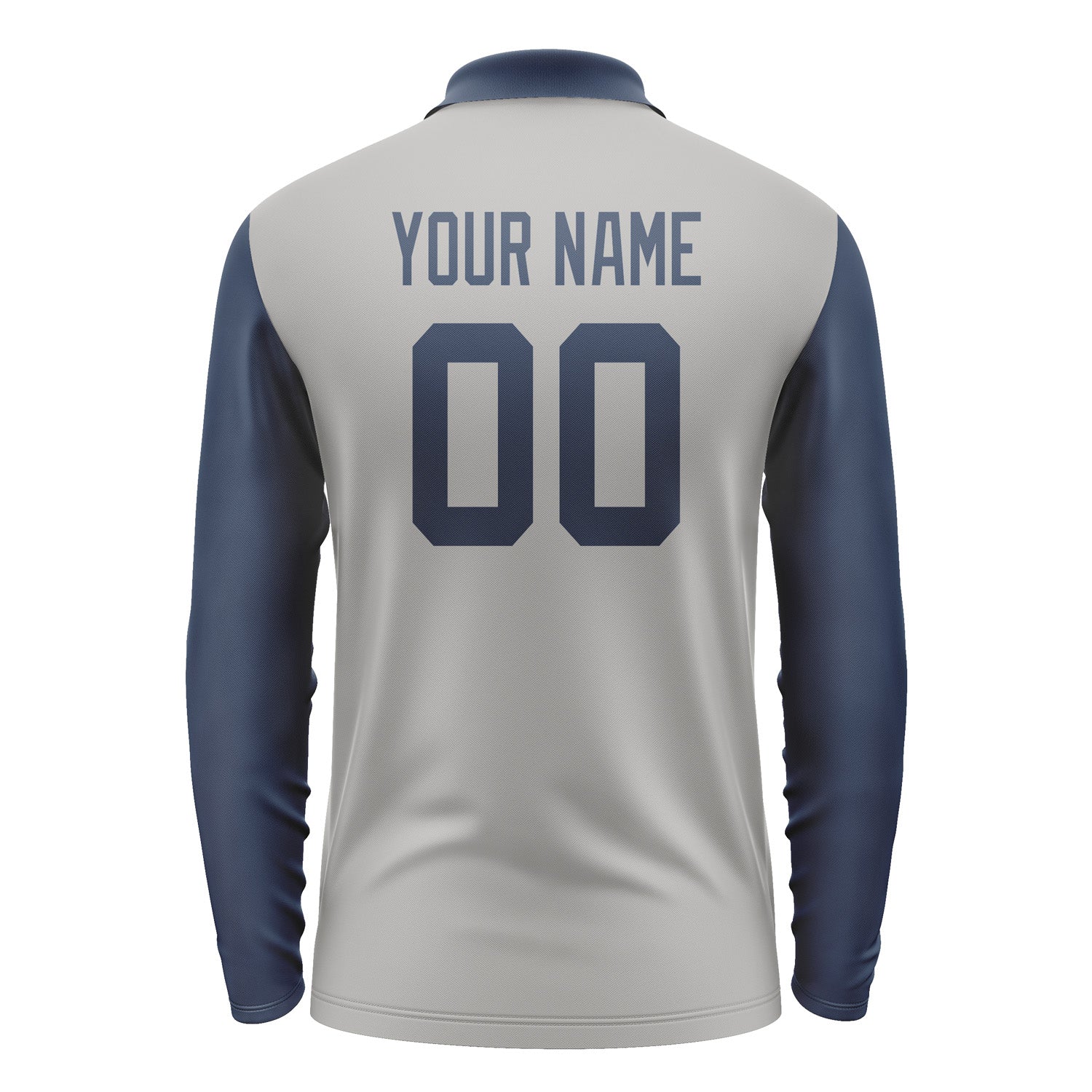 Custom Gray Blue Long Sleeve Polo Shirt Pl041010B110