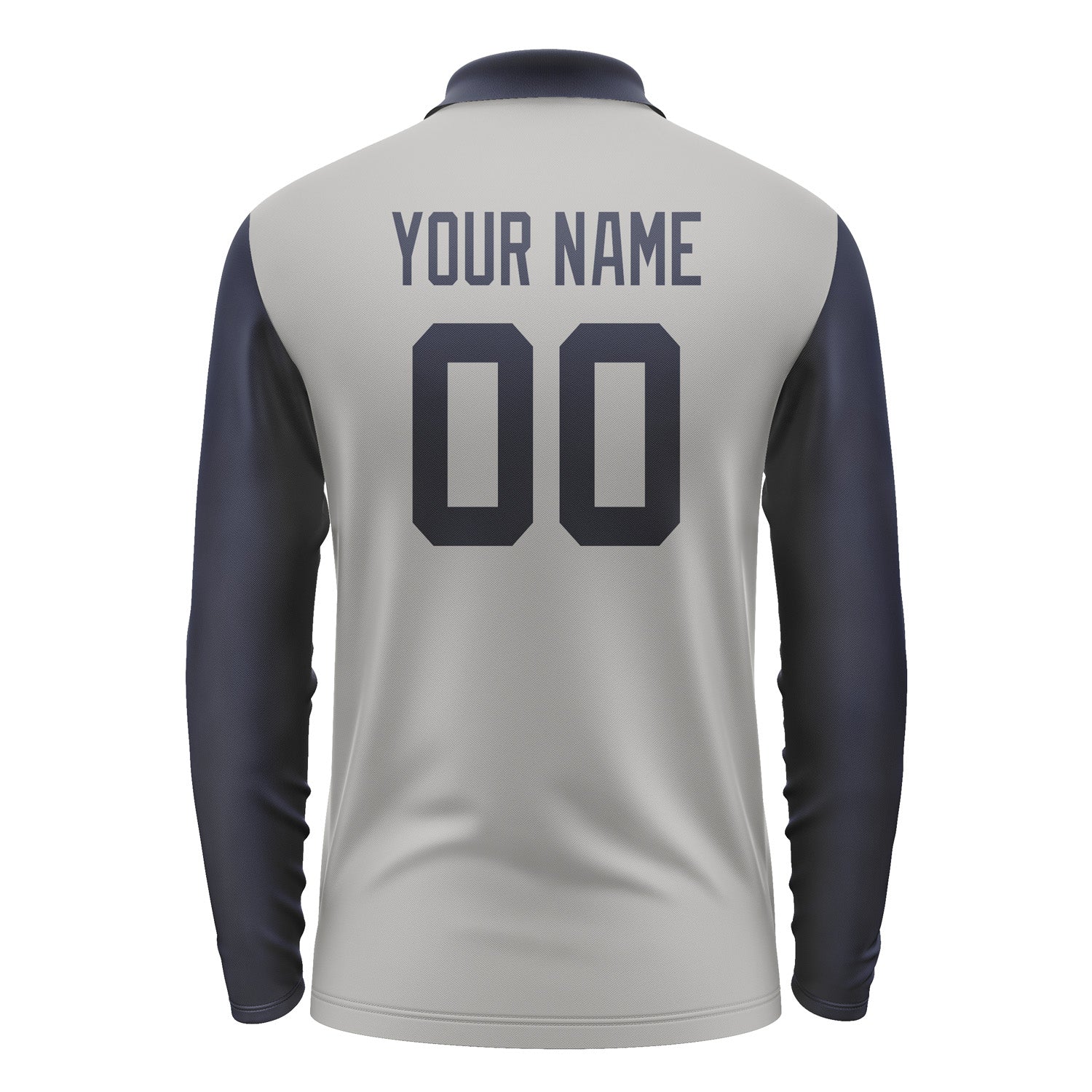 Custom Gray Navy Long Sleeve Polo Shirt Pl041111B111