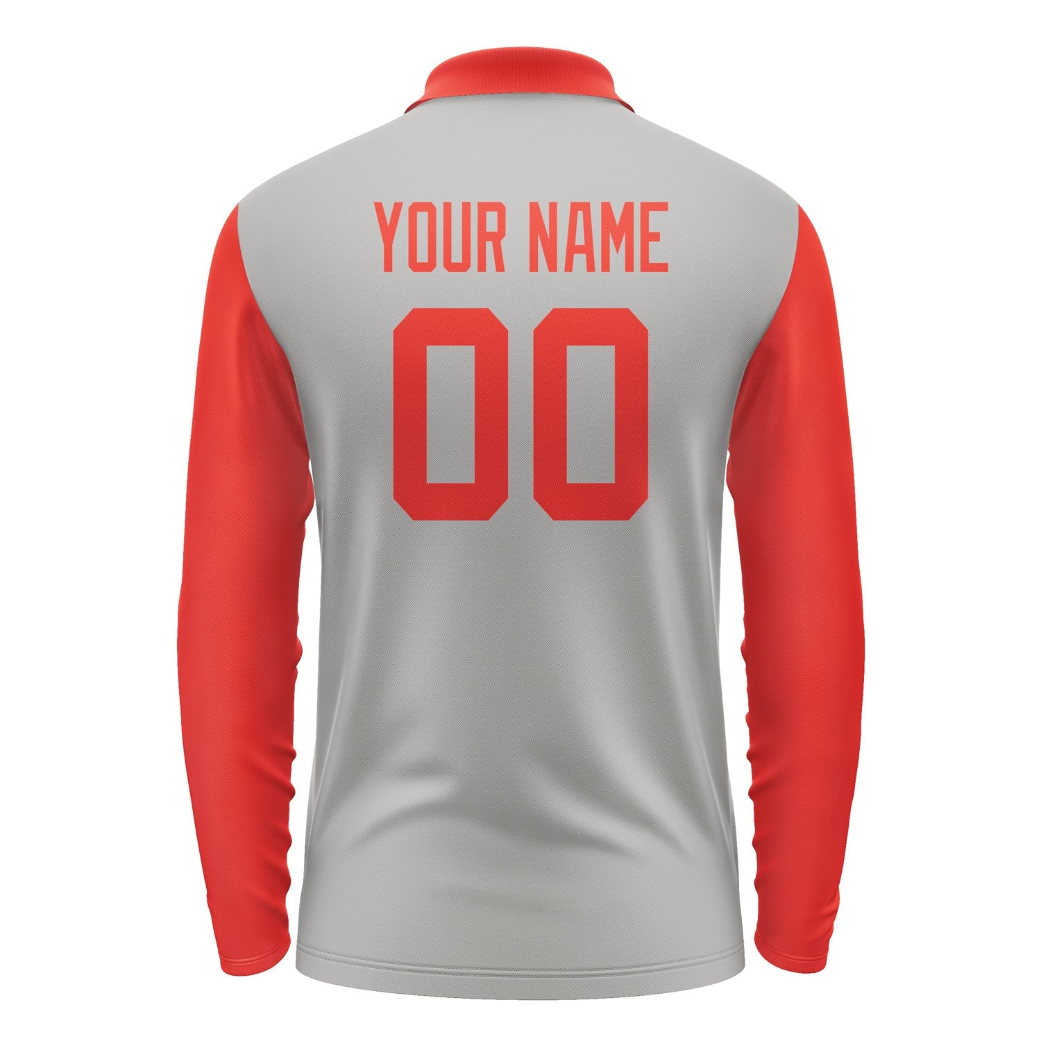 Custom Gray Orange Red Long Sleeve Polo Shirt Pl041212B112