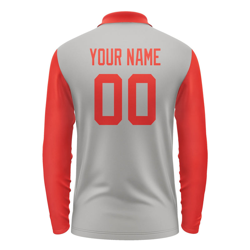 Custom Gray Orange Red Long Sleeve Polo Shirt Pl041212B112