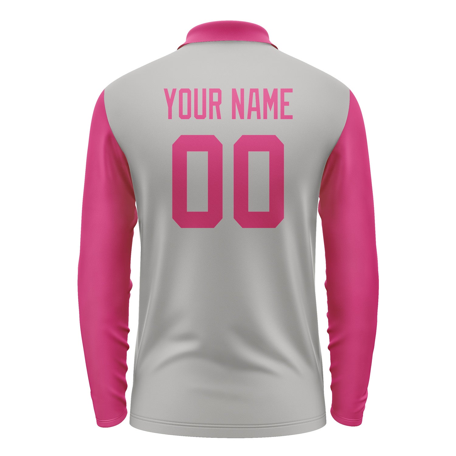 Custom Gray Pink Long Sleeve Polo Shirt Pl041313B113