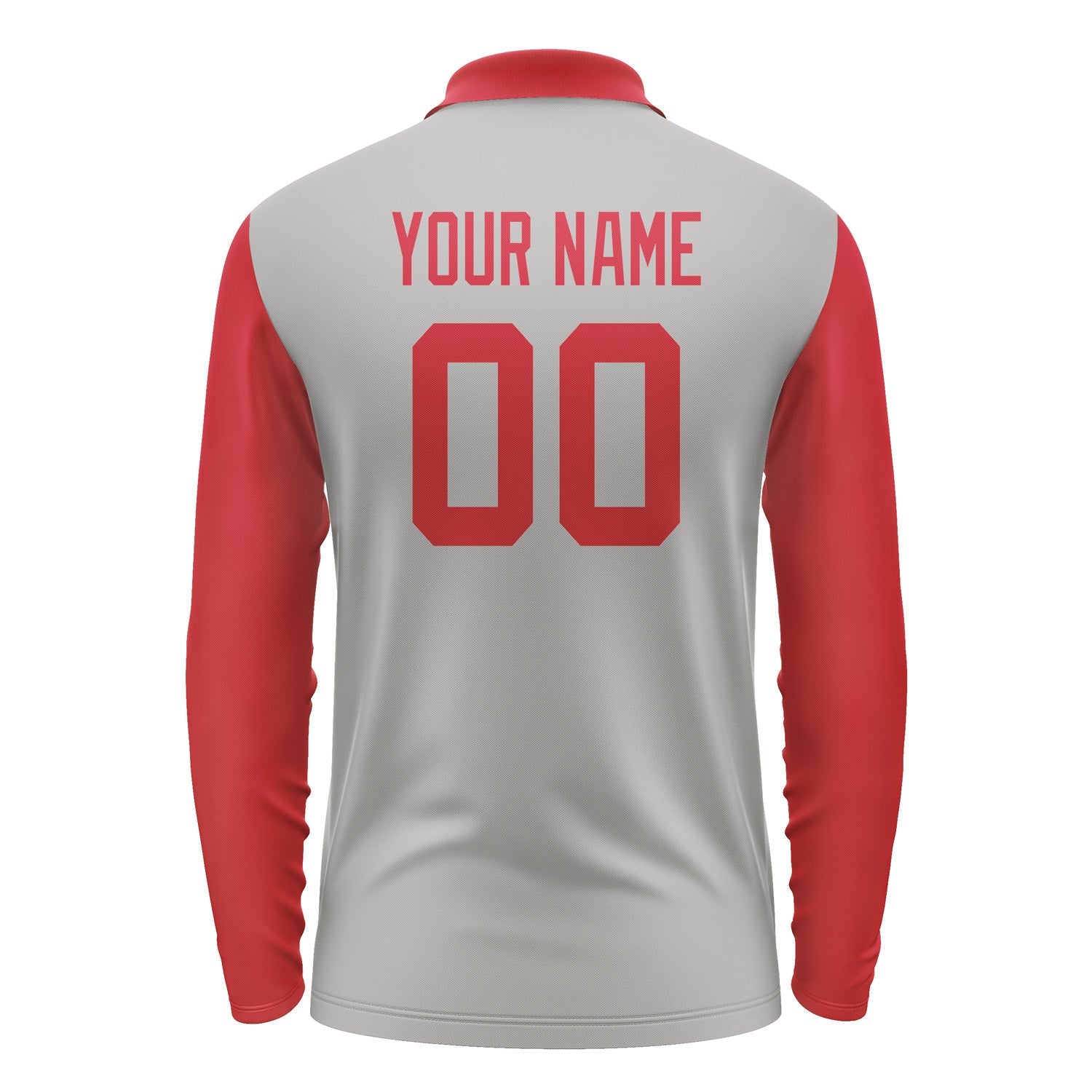 Custom Gray Red Long Sleeve Polo Shirt Pl041414B114