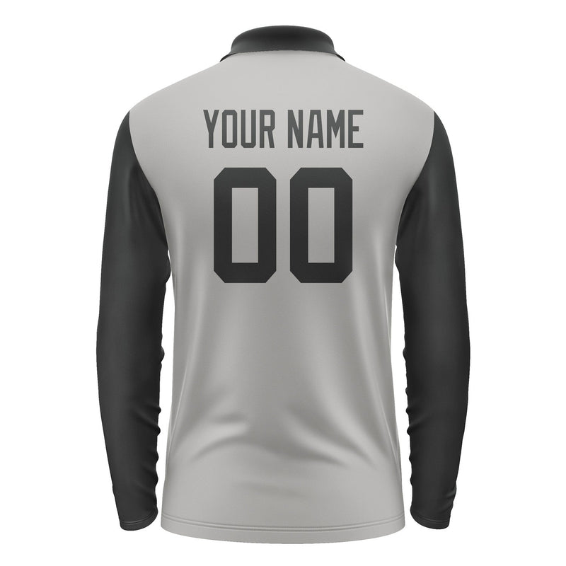 Custom Gray Black Long Sleeve Polo Shirt Pl041717B117