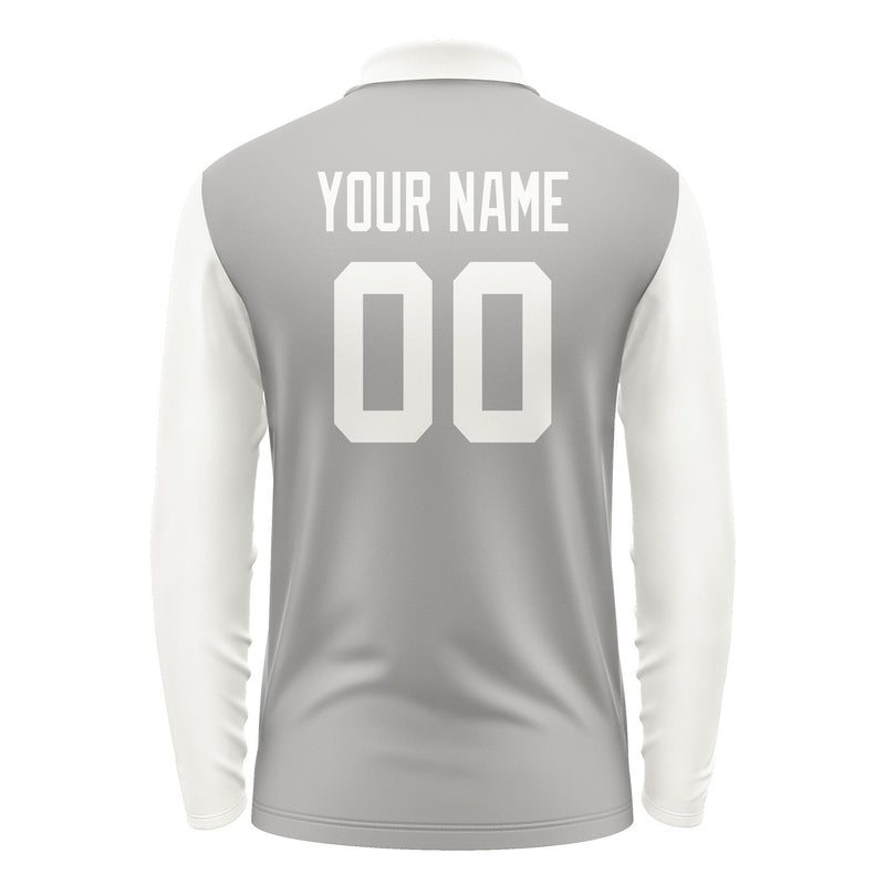 Custom Gray White Long Sleeve Polo Shirt Pl041818B118