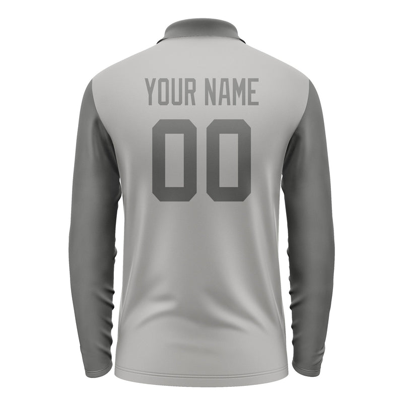 Custom Gray Dark Grey Long Sleeve Polo Shirt Pl042020B120