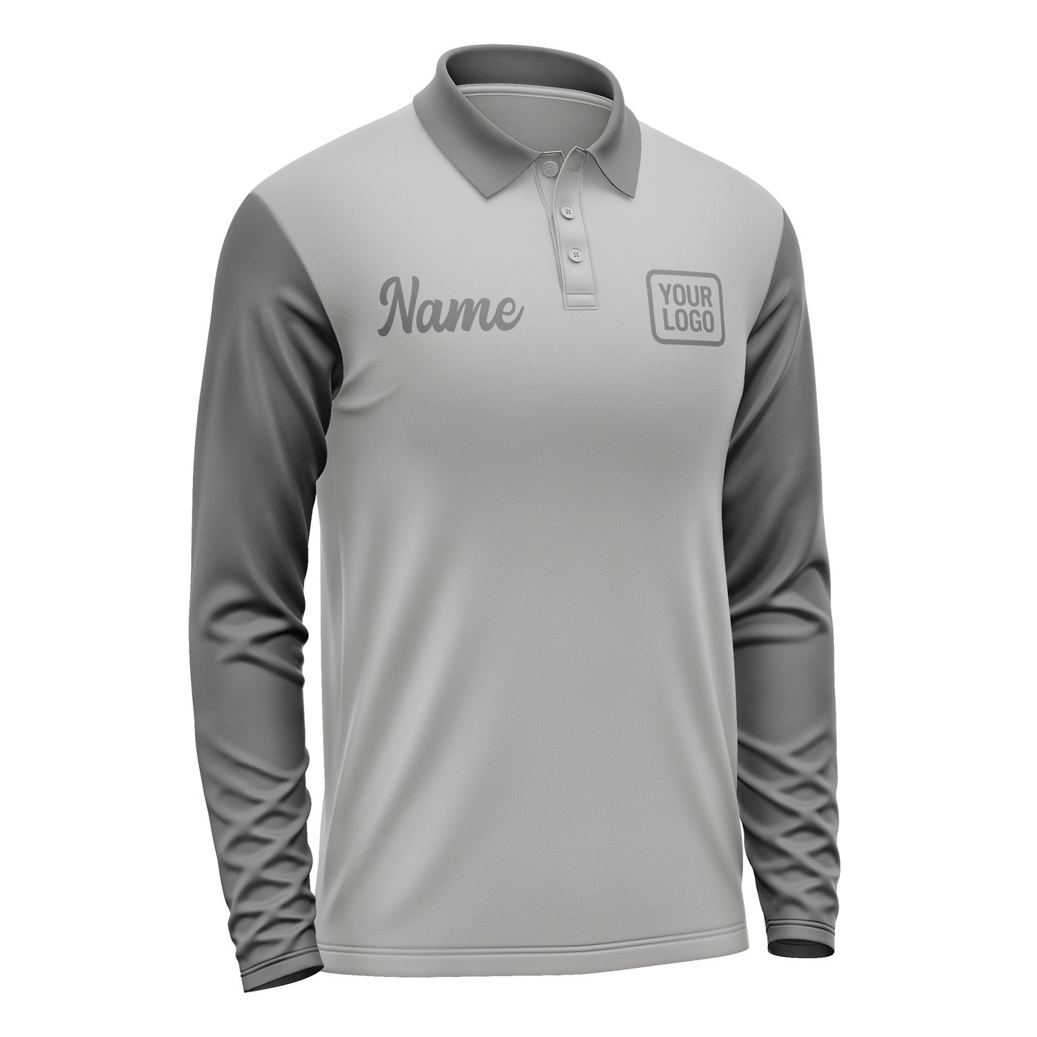 Custom Gray Dark Grey Long Sleeve Polo Shirt Pl042020B120