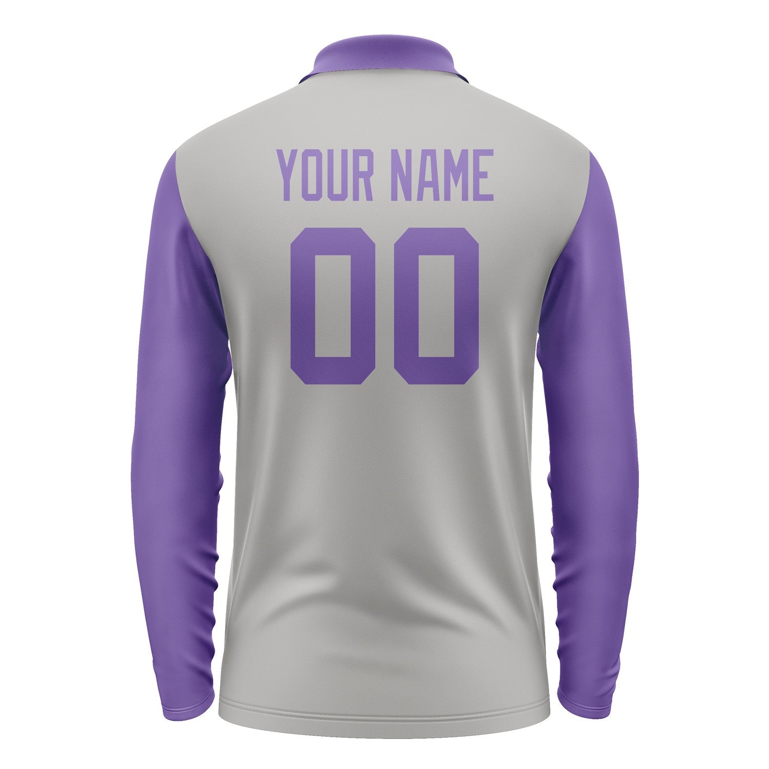 Custom Gray Light Purple Long Sleeve Polo Shirt Pl042323B123