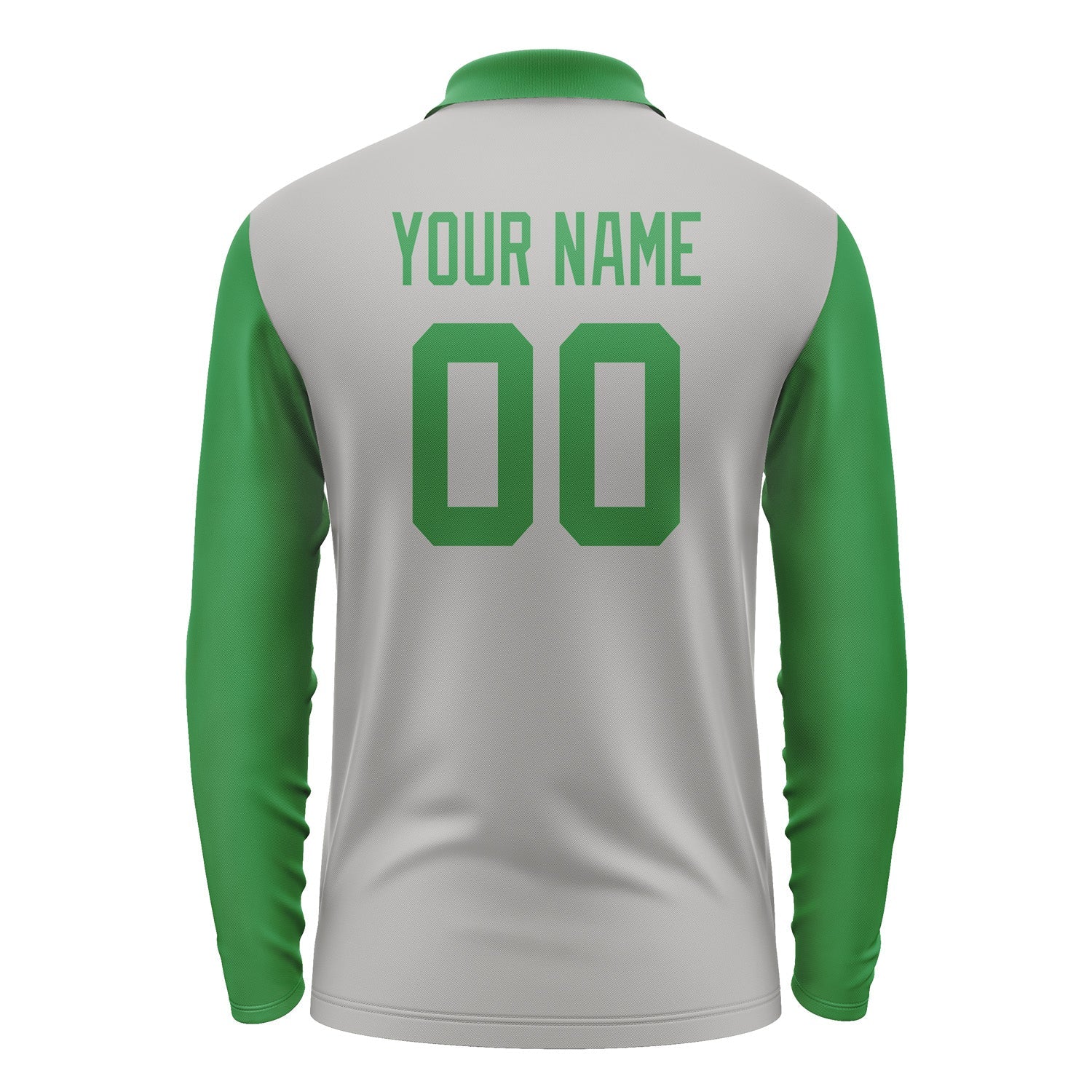 Custom Gray Emerald Green Long Sleeve Polo Shirt Pl042424B124