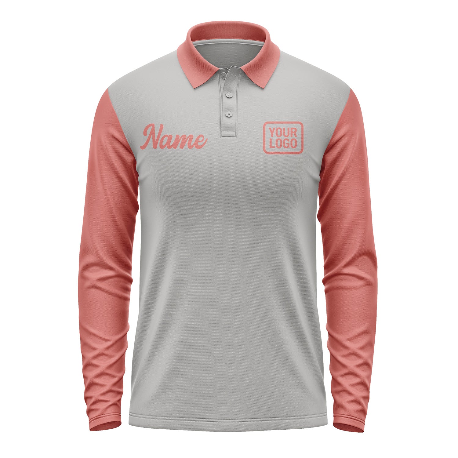 Custom Gray Copper Rose Long Sleeve Polo Shirt Pl042929B129