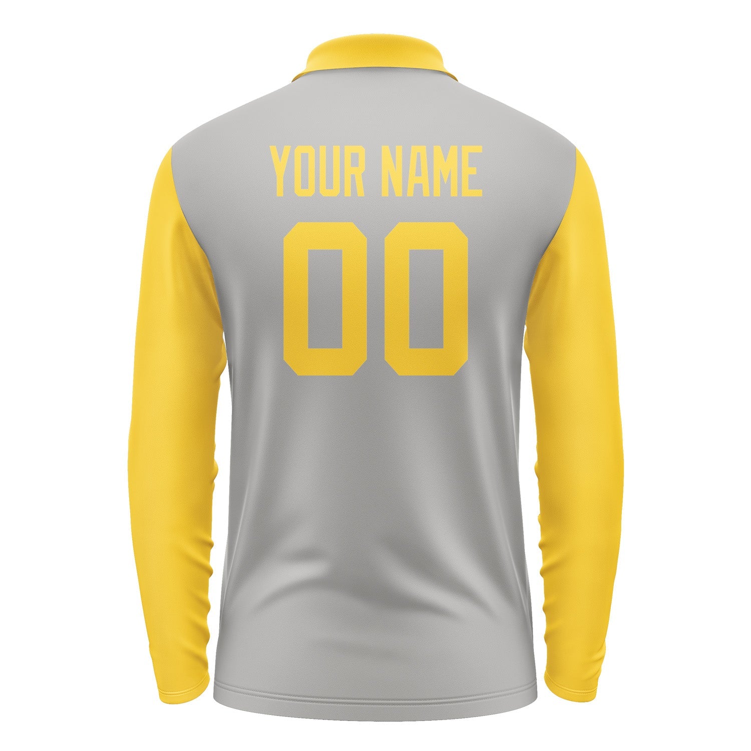 Custom Gray Gold Long Sleeve Polo Shirt Pl043030B130