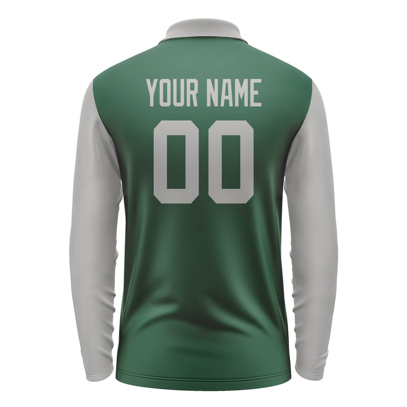 Custom Green Gray Long Sleeve Polo Shirt Pl050404B104