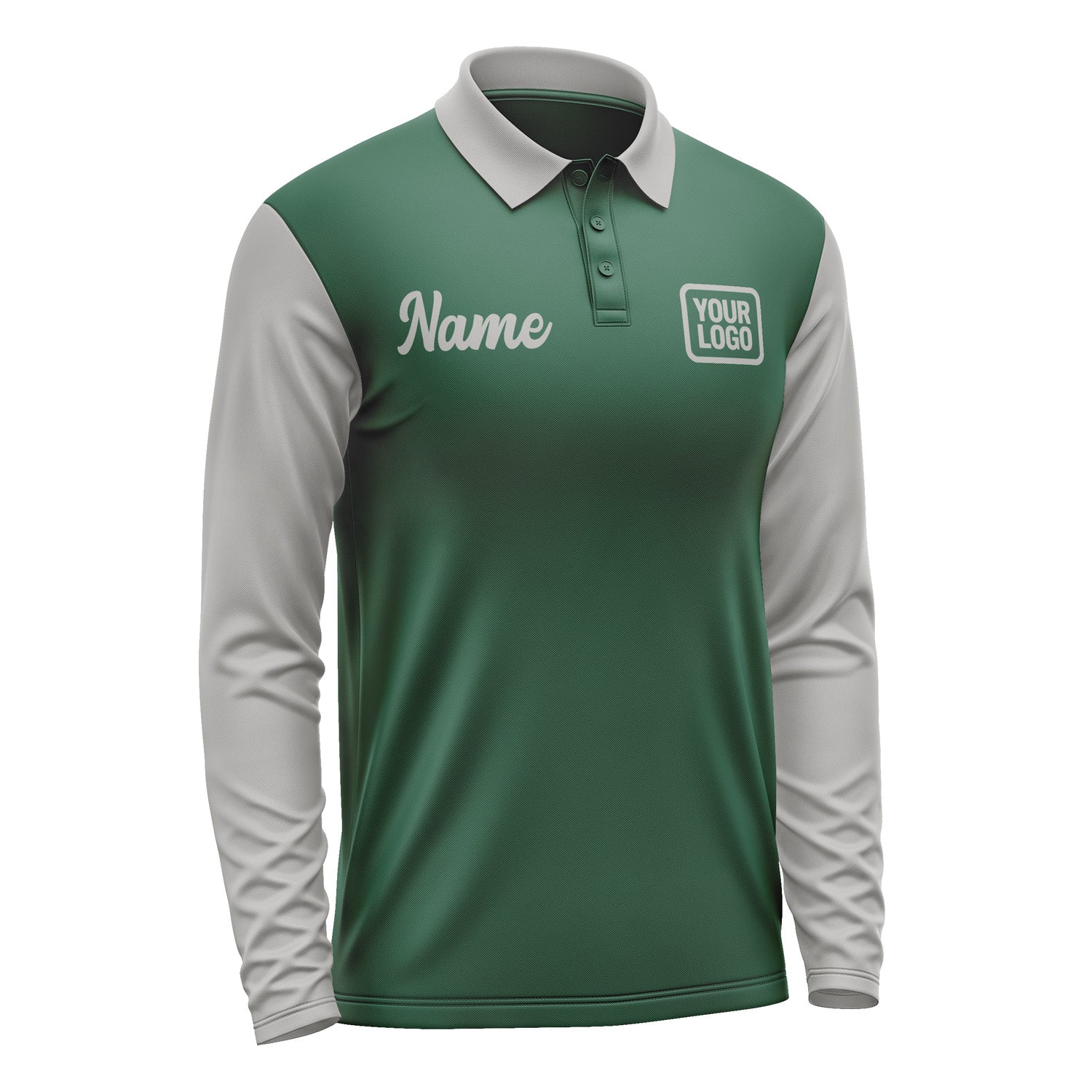Custom Green Gray Long Sleeve Polo Shirt Pl050404B104