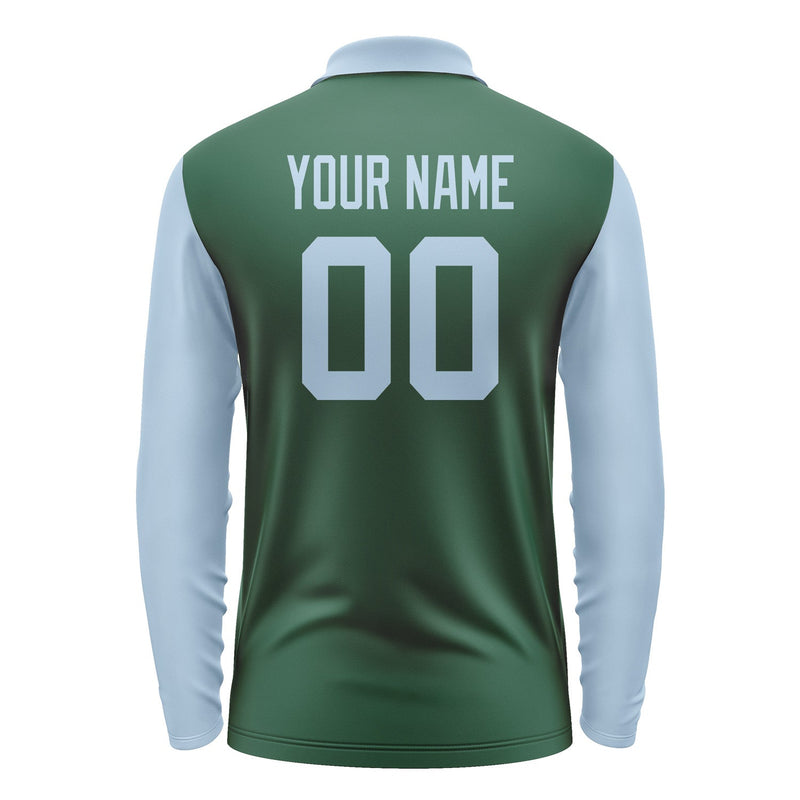 Custom Green Light Blue Long Sleeve Polo Shirt Pl050808B108