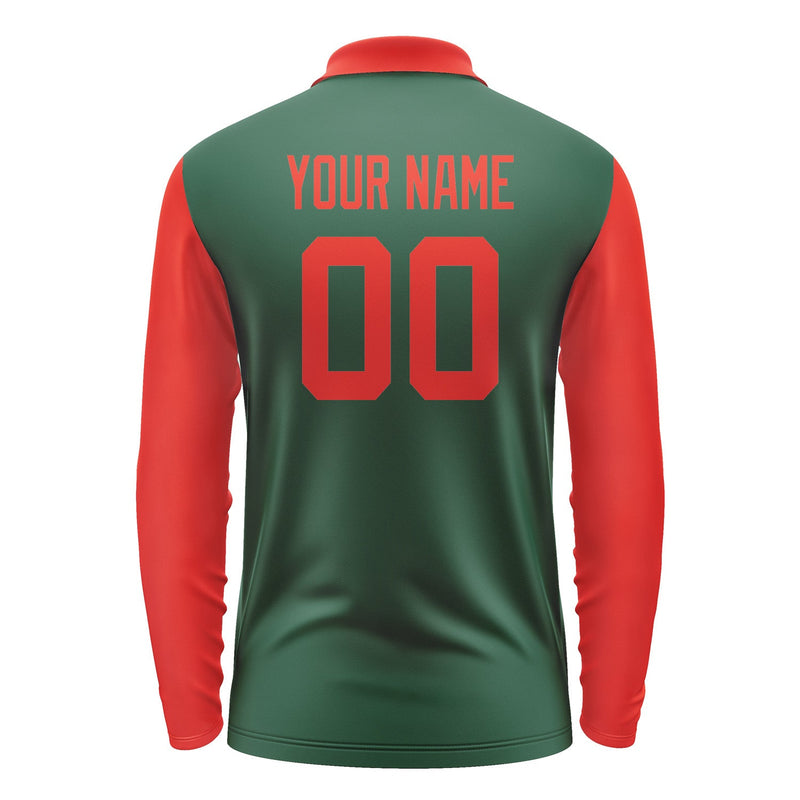 Custom Green Orange Red Long Sleeve Polo Shirt Pl051212B112