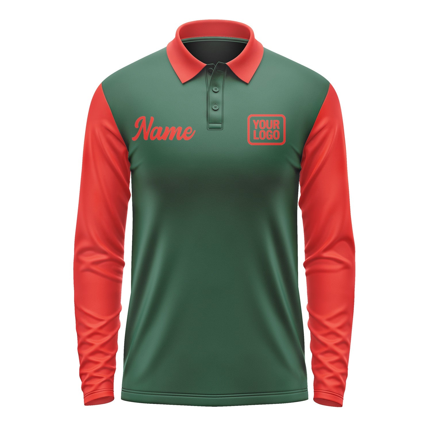 Custom Green Orange Red Long Sleeve Polo Shirt Pl051212B112