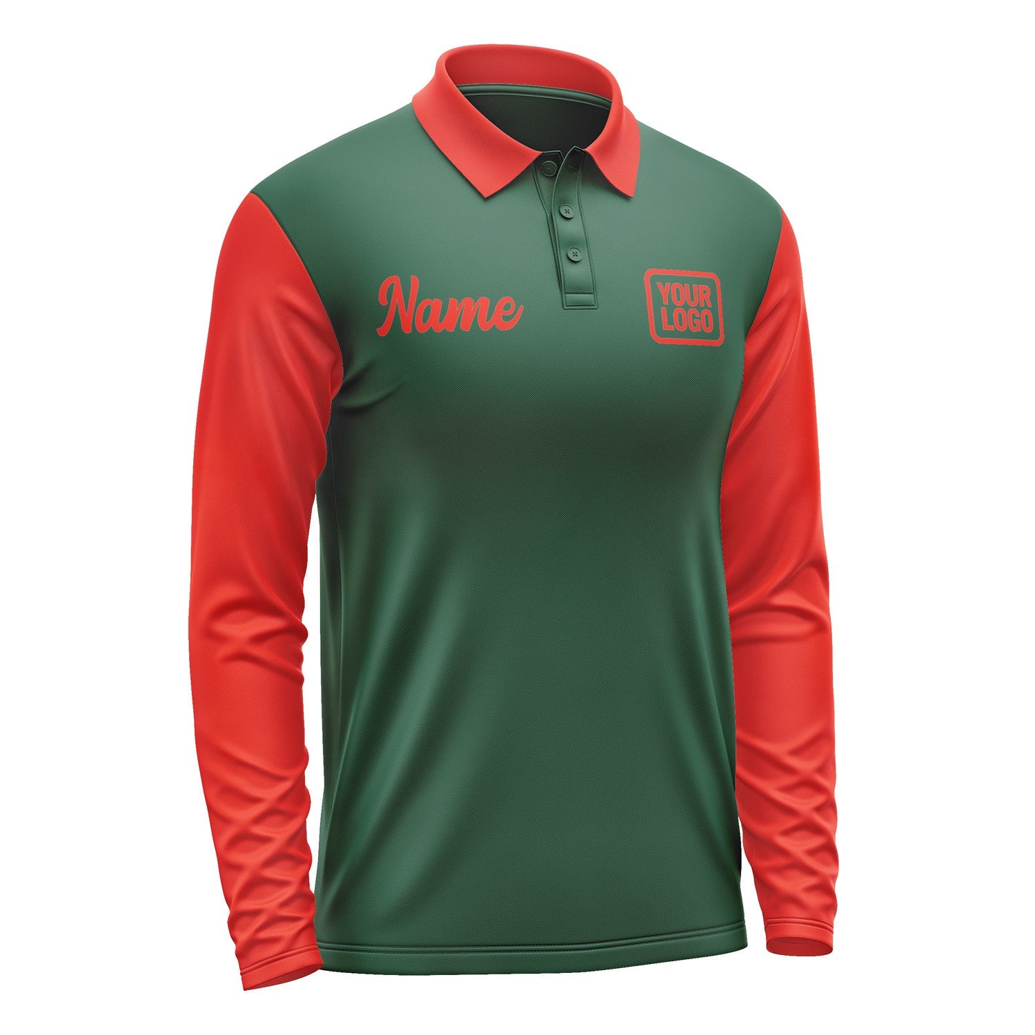 Custom Green Orange Red Long Sleeve Polo Shirt Pl051212B112