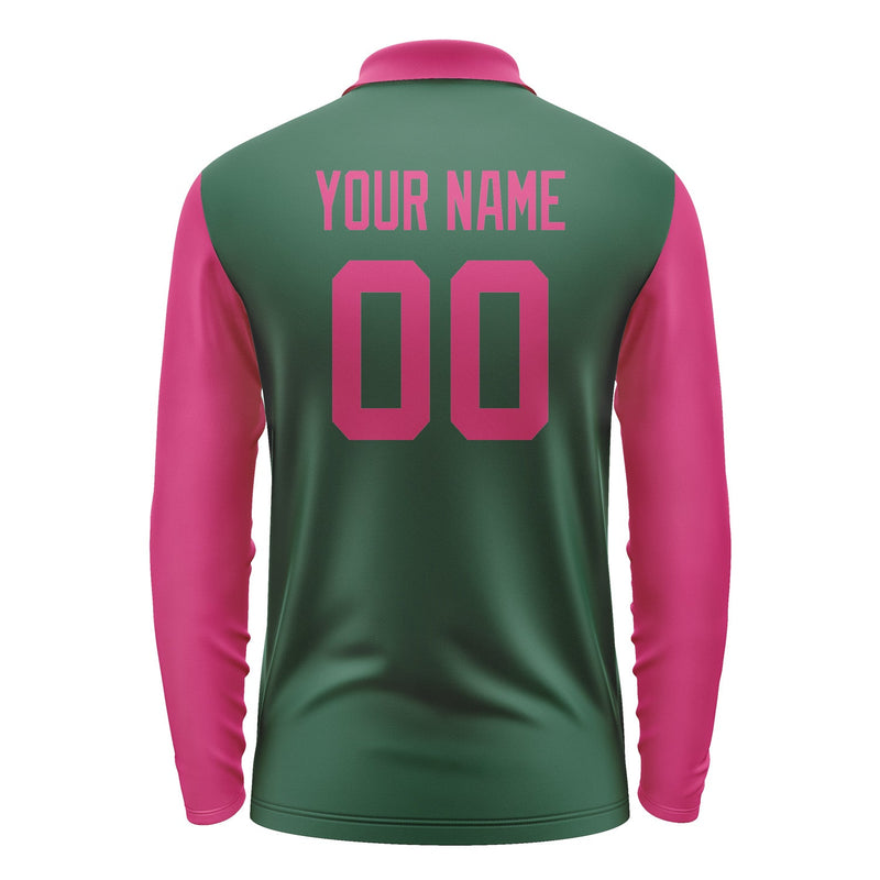 Custom Green Pink Long Sleeve Polo Shirt Pl051313B113