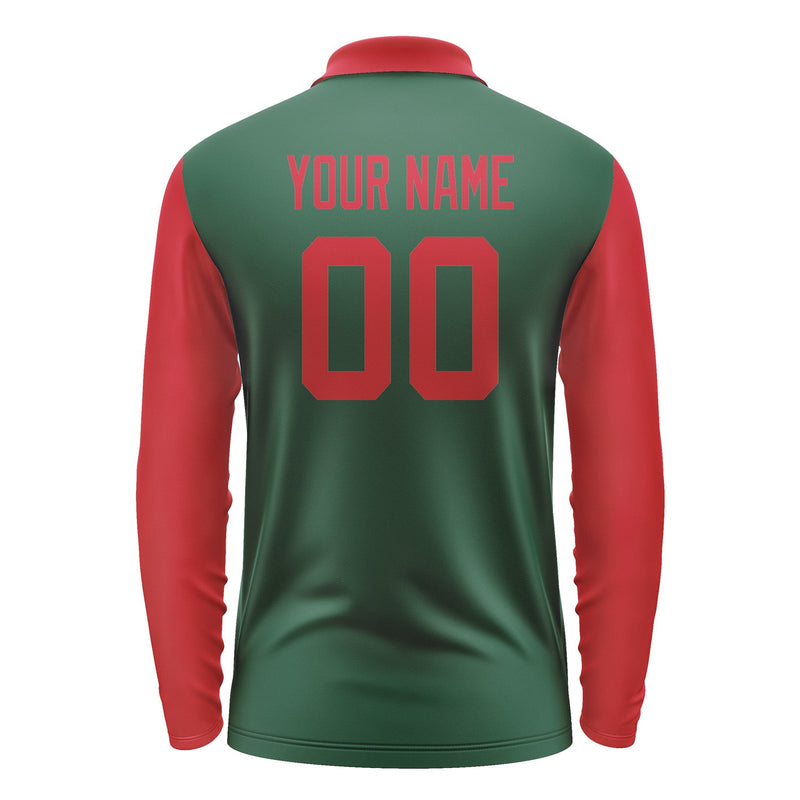 Custom Green Red Long Sleeve Polo Shirt Pl051414B114